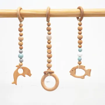 Natural  Dolphin Wood Toy For Baby Gym