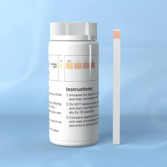 Pool and spa test strips for copper