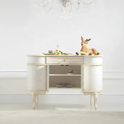 French Pastoral Style Wooden Sideboard Table with Storage for Living Rooms
