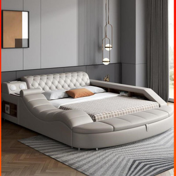 Modern Minimalist in pelle di stoccaggio in pelle Massage Letto a nozze