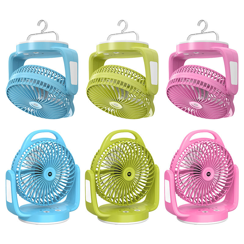 6 inch Rechargeable Desktop Fan with Light and Hook