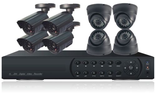 7 Series 8ch H.264 Dvr Camera Kit With Metal Box Enclosure, Weatherproof Ccd Dome Camera Kits, 24 Ir Leds