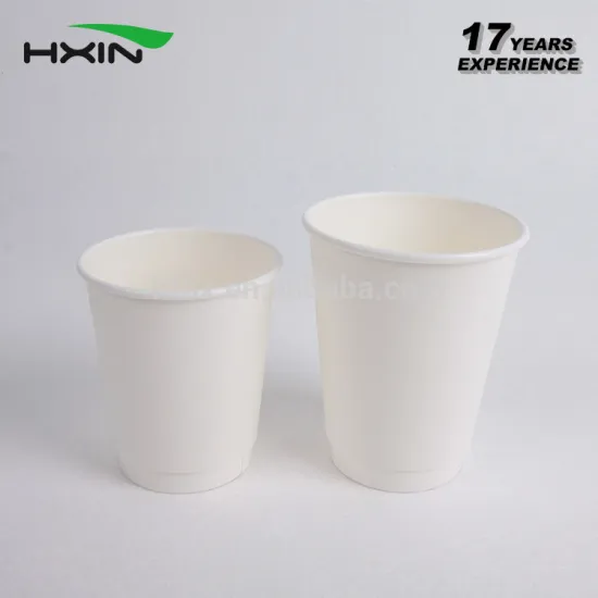 Take Away Coffee Paper Cup Disposable Custom Logo Double Wall Cups With Lid