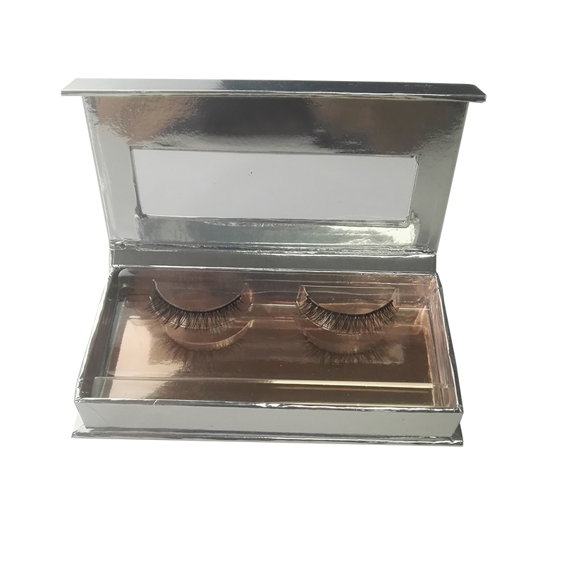 Custom Silver Glossy Paper Lash Box with Window