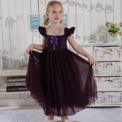 girl purple lace princess dress
