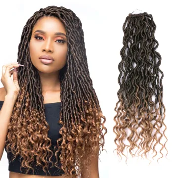 New Ombre Pre-looped Faux Locs Hair Braids Crochet Locs Hair Extensions Wavy Goddess Locs  Synthetic Braiding Hair Curly Ends