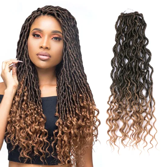 New Ombre Pre-looped Faux Locs Hair Braids Crochet Locs Hair Extensions Wavy Goddess Locs  Synthetic Braiding Hair Curly Ends