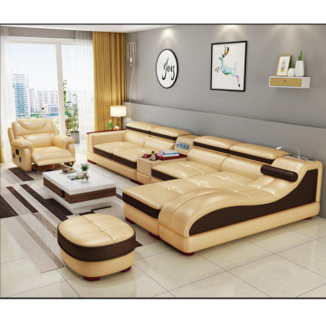 2023 moderne Multifunktions-L-Form-Ledersofa mit Massage