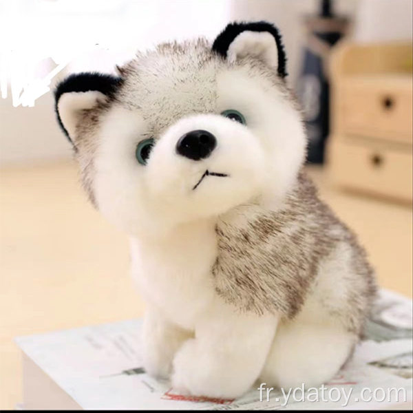 Poupée husky en peluche grise mignonne