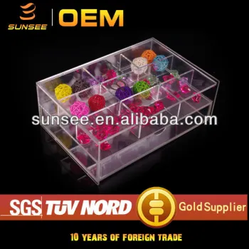 Clear oblong shape acrylic cosmetic display box with lid