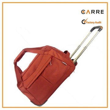 women rolling trolley travel bag with wheels