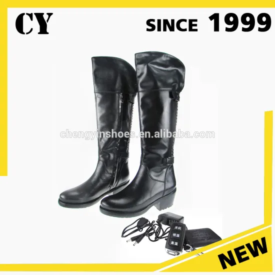 wholesale battery powered heating foot warmer high quality Leather knee Boots women shoes 2017
