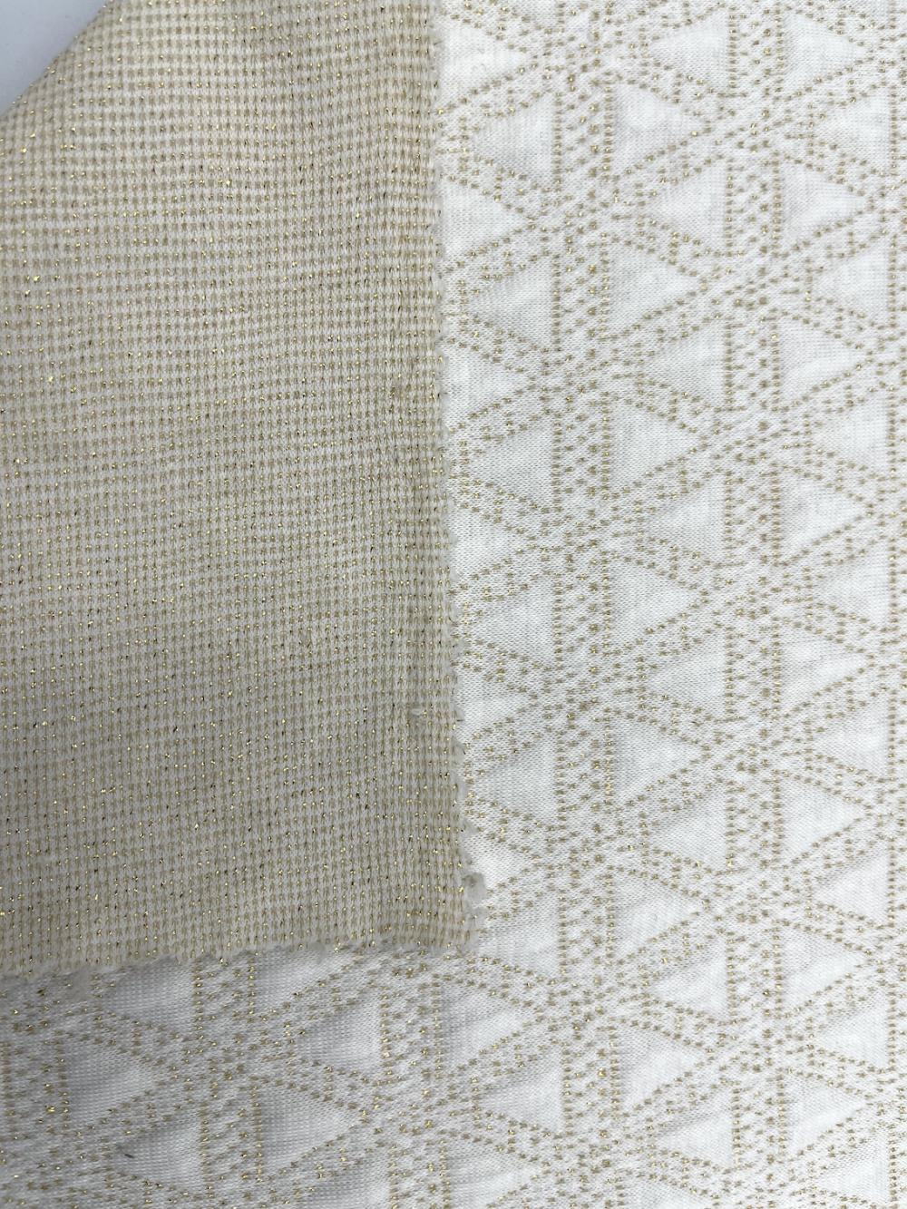 Tecido jacquard de elastano 88% poliéster 10% dourado 2%