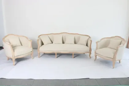 Antique French Style Curved Solid Wood Wedding Furniture: Louis Sofa with Birch Wood Frame for Parties