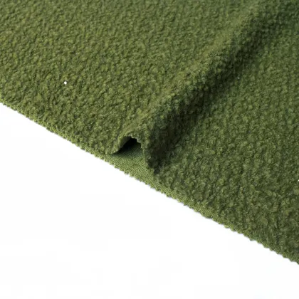 Mossy Green Sparkle Knit Wool Blend Fabric