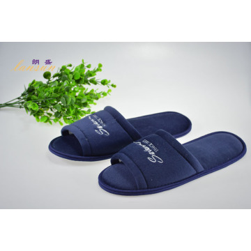 Colored Cotton Velour Open Toe Hotel Slipper