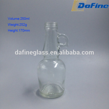 High quality clear empty 250ml oil glass bottle glass olive oil bottle with small handle