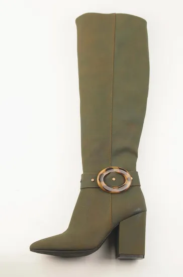 Ladies boots chunky high heels mid-calf half