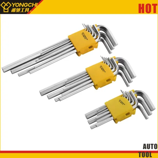 9pcs extra long types of allen key and hex key set with flat head
