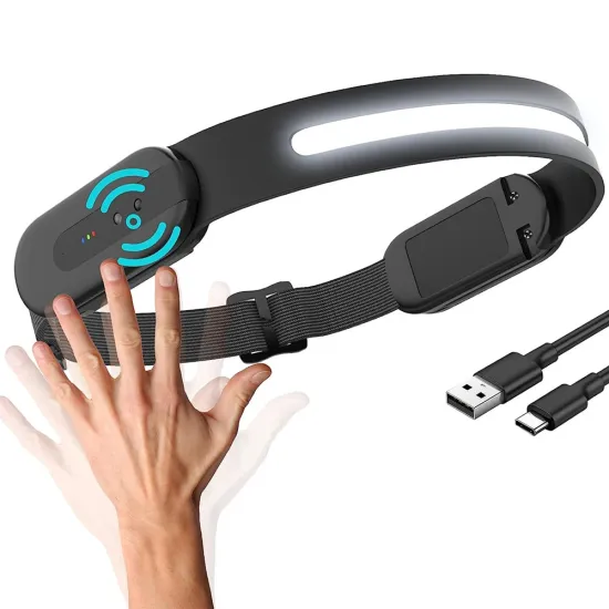 Rechargeable Wide Beam LED Headlamp with Bluetooth for Outdoor Activities