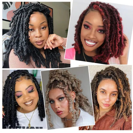 Synthetic Distressed Butterfly Locs Braiding Hair Distressed Water Wave Faux Loc Crochet Wavy Dread Butterfly Locs