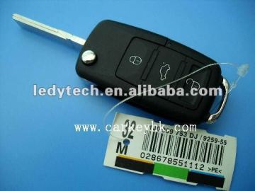 Hot sale VW 3+panic remote key shell VW key blank folding key case(can be departed)