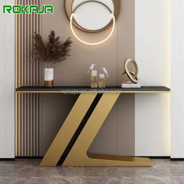 Modern Rectangle Sintered Stone Console Table for Living Room and Hotel Hallway Decor