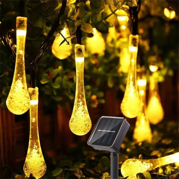 Solar-Powered Water Drop LED Lights for Outdoor Christmas Decorations