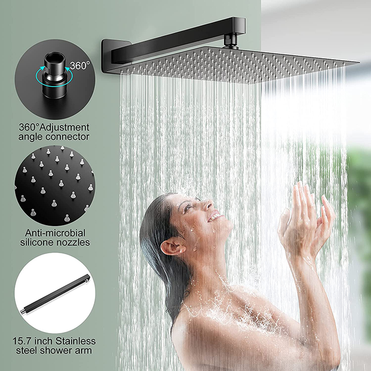 Black Modern Shower Head Set with Mist Setting