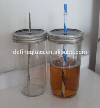 21oz /600ml glass mason bottles glass canning jars glass water drinking bottles with straw
