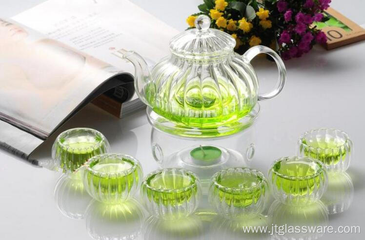 Glass Tea Set- Glass Pumpkin Shaped Teapot