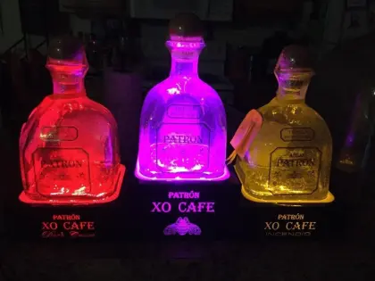 LED Illuminated Patron Tequila Bottle Display Stand