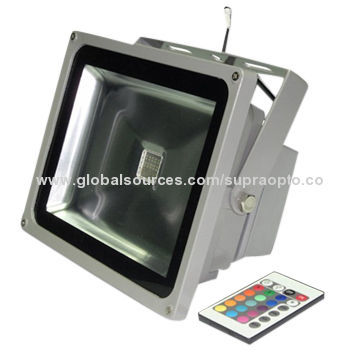 30W RGB LED Floodlights, IP65, 85-265V AC or 12-24V DC, 1900-2100lm, CE/RoHS/SAA/TUV Marks