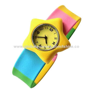 Fashion Silicone Slap Watch, Customized Logos are Accepted