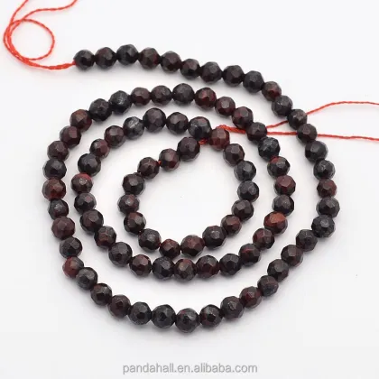 4mm Faceted Round Natural Bloodstone and Heliotrope Stone beads from Pandahall