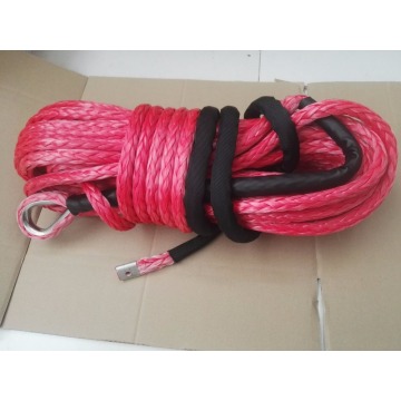 Red 16mm*28m Synthetic Winch Rope,Plasma Rope for Electric Winch, Replacement Winch Cable,Off Road Rope