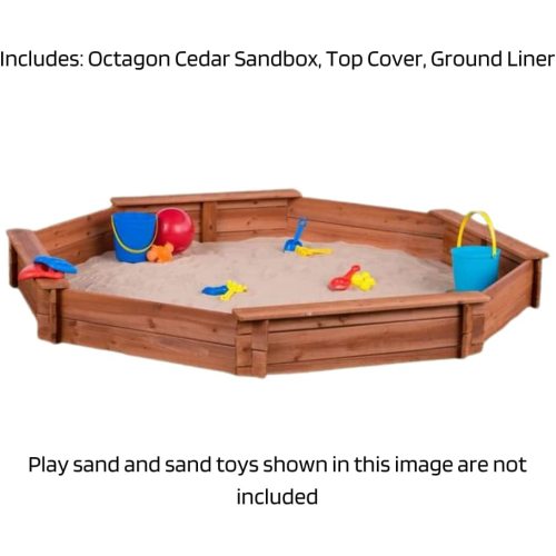 Retractable Roof Sandbox Octagon Wooden Sand box w Seat Boards Supplier