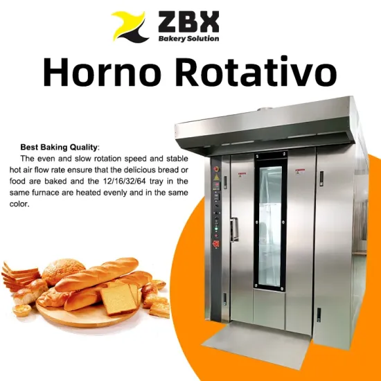 Chinese Gas/Electric/Diesel Automatic Rotary Bakery Oven 32 Racks industrial Rotary Oven for Bakery Baking in Dubai