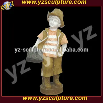 garden decoration carved natural marble little boy sculpture