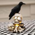 Perched Raven On Skull Halloween Home Decor Gift