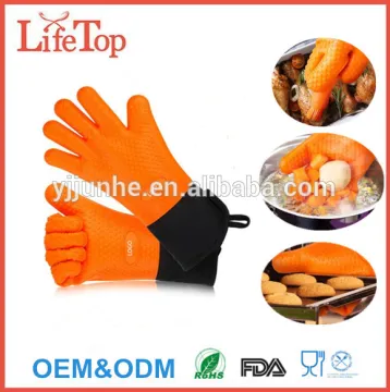Extra Long Quilted Cotton Lining Silicone Oven Mitts