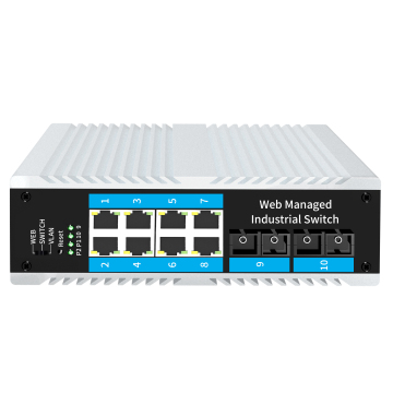 CCTV Fiber Optic 10 Port Gigabit L2Web Management Industrial commutateur pour les villes intelligentes et les caméras IP