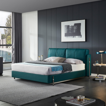 Muebles de cama minimalista de cuero real de alta calidad