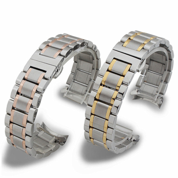 Accept Logo Etch Metal Watch Bands 12-24mm Black/Silver/Gold/Rose Gold