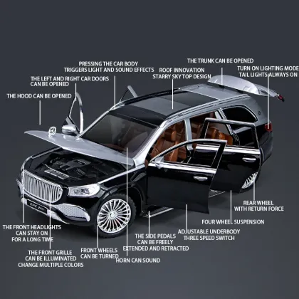 1:24 Scale Benz Maybach GLS600 Alloy Diecast Car Model with Sound and Light Features