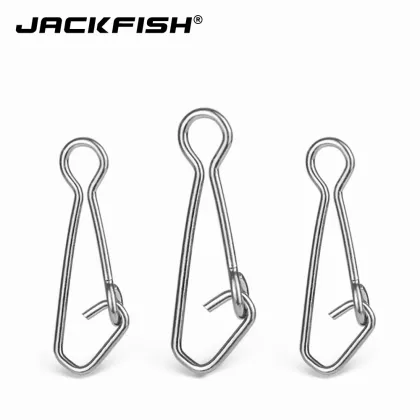 JACKFISH Fishing Connector 50pcs/lot Stainless Steel Fishing swivels Snaps Fishing Hook Sea Ocean Swivel Rolling Snap