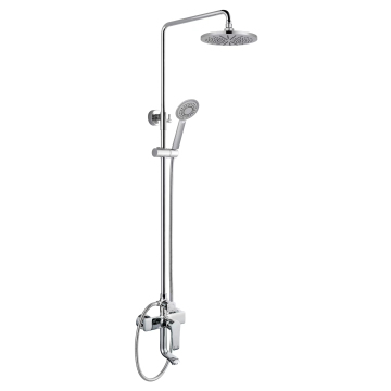Elegant Solid Brass Shower Set with Chrome Adjustable Square Shower Head for Bathtub and Shower Room