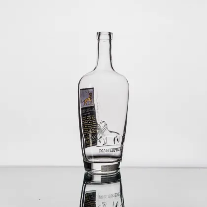 Embossing Lion 750ml Gin Liqueur Glass Spirit Bottle Liquor