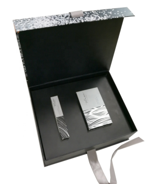 Eco-friendly Eye care cosmetics paper box with ribbon