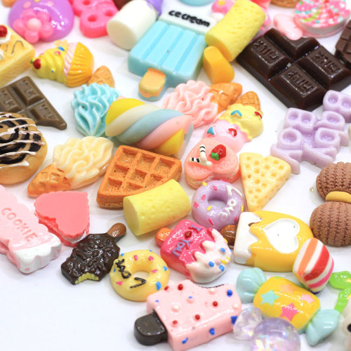 Διάφορα Dollhouse Popsicle Donut Craft Μινιατούρα Dollhouse Food Lollipop Ice Sweet Donut Σοκολάτα Ρητίνη Flatback Cabochons